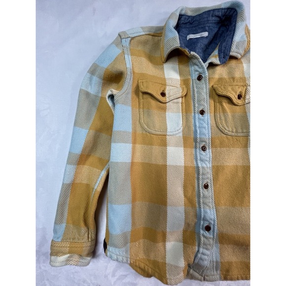 OUTERKNOWN Blanket Shirt Womens XS / S  Yellow Light Blue Plaid - Picture 2 of 14